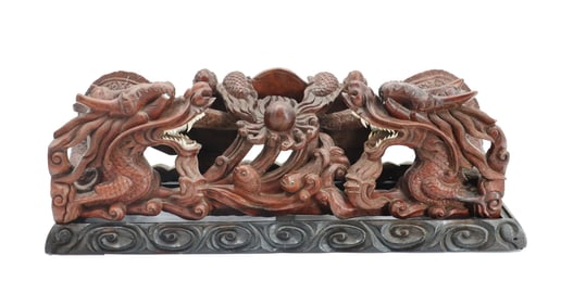 Chinese Carved Wood Dragon Stand