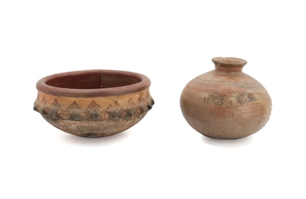(2) Pre-Columbian Style Earthenware Pottery Vessels