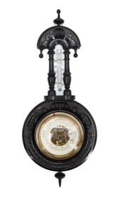 Dutch Black Forest Style Carved Walnut Wall Barometer