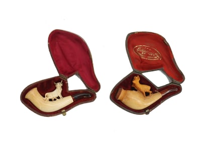 (2) Meerschaum Pipes in Original Leather Cases