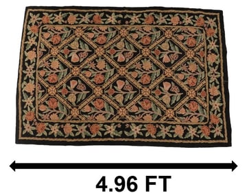 Pak-Persian Savonnerie Style Hooked Wool Rug with Chain Stitch