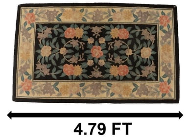 Antique Floral Hand Hooked Wool Rug