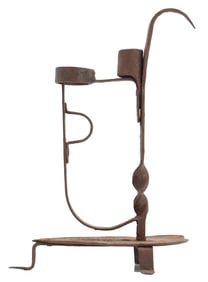 Antique Wrought Iron Rush Light Candle Holder