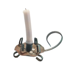 Antique Amish Wrought Iron Carrying Candle and Match Holder