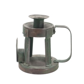 Antique German Secessionist Arts & Crafts Iron Candle and Matchbox Holder