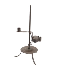 Antique Wrought Iron Rush Light Candle Holder