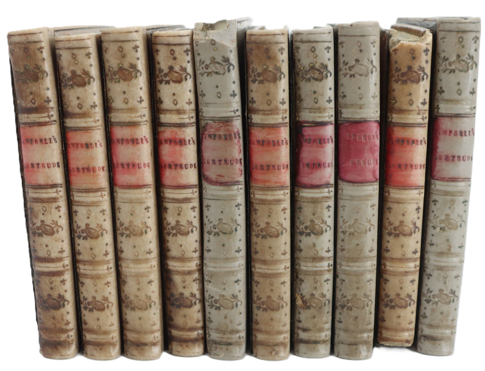 Collection of (10) Ceramic Book Coasters with Felt Backing: Collection of (10) Ceramic Book Coasters with Felt Backing. It says Campbells Gertrude on the side. Perfect for book lovers, readers, novelists, or even book clubs. Size: 3 3/4 x 4 1/4 x 1/2 in.