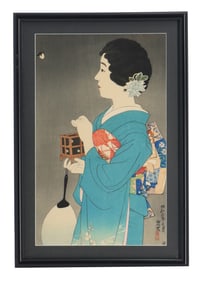 Ito Shinsui (1898-1972), Woodblock Print, "Catching Fireflies"