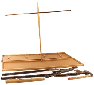 Wooden Box Full of Southeast Asian Weapons