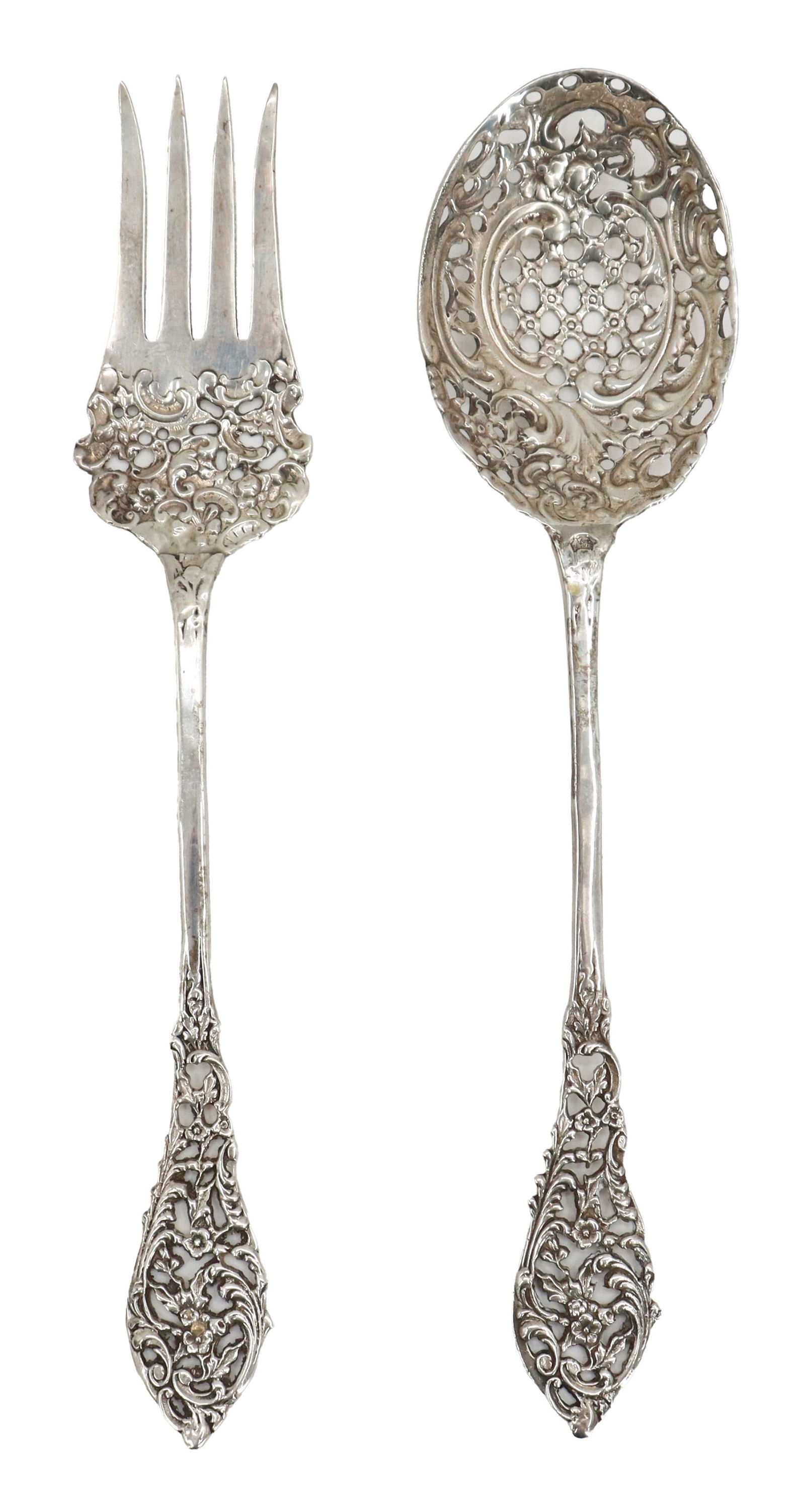 Antique Dominick & Haff Sterling Serving Salad Set Trianon Pierced - 0.615 ozt. (1 of 15)