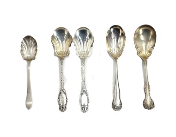 (5) Sterling Silver Sugar Spoons from Various American Makers - 3.530 ozt.