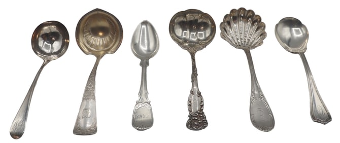 (6) American and English Sterling Silver Serving Spoons - 9.73 ozt.