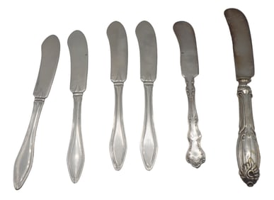 (6) English Sterling Silver Butter Knives - 3.66 ozt.
