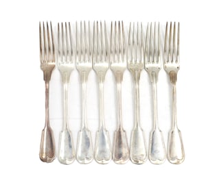 (8) German Pochon.800 Silver Forks - 20.335 ozt.