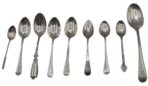(9) Various English Makers and Styles Sterling Silver Spoons - 4.69 ozt.
