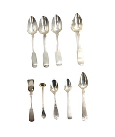 Group of (9) American Coin Silver Flatware Spoons - 8.3 ozt
