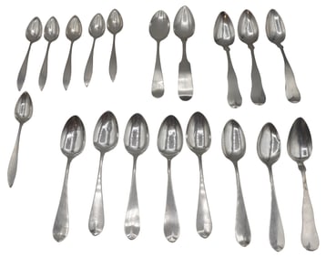 Group of (19) Coin Silver Spoons Circa 18 to 19th Century - 8.01 ozt.