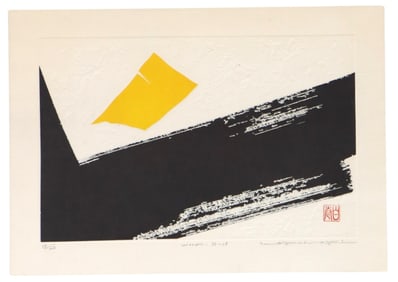 Haku Maki (1924-2000) Japanese, Modernist Woodblock with Embossing, "Work 73-19"