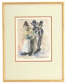 After Isaac Israels, Charcoal on Paper Sketch with Three Figures