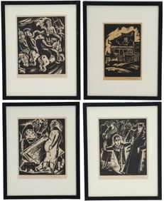 (4) Arthur Kolnick (1890-1972) Ukrainian, Set of Four Woodblock Prints