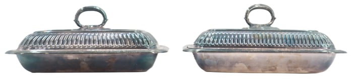 (2) Goldsmiths & Silversmiths Co. Silver Plated Lidded Serving Dishes