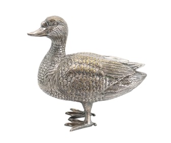 Life Size Silver-Plated Mallard Duck