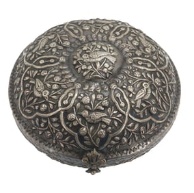 Vintage Repousse Silverplate Hinged Trinket Box
