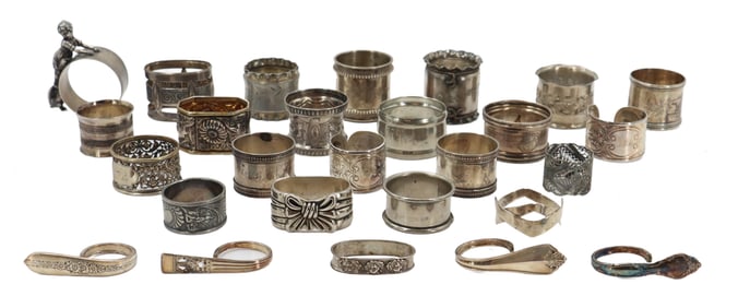 (27) Miscellaneous Makers Silverplate and Pewter Napkin Rings