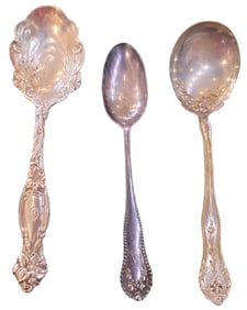 (2) Sterling and (1) Extra Coin Silver Plate Spoons from American Makers - 1.64 ozt.