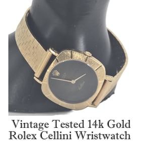 Vintage Tested 14k Gold Rolex Cellini Wristwatch