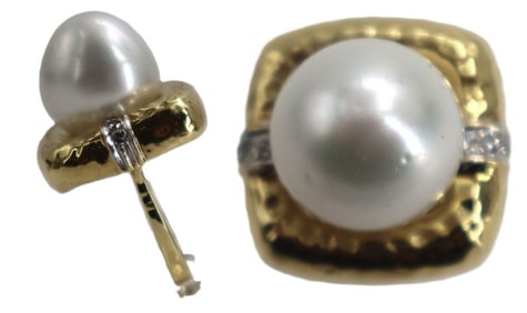 One 14k Gold, Diamond, and Pearl Cocktail Ring - Gross 14.6 g.