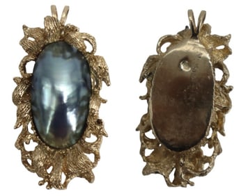 One Marked 14k Gold and Abalone Shell Pendant - Gross 18.8 G.