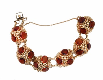 Marked 14k Gold & Citrine Bracelet - Gross 48.9 g,