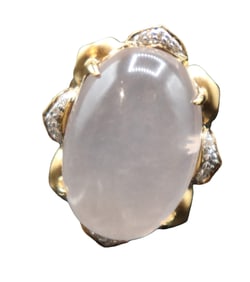 Tested 10k Gold, Diamond, And Moonstone Ring - Gross 11.6 g.