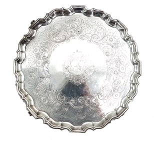 English Ornate Sterling Silver Footed Salver - 49.785 ozt.