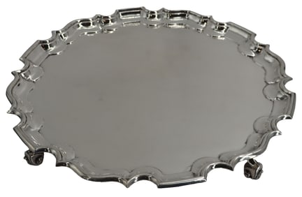 English Chippendale Style Sterling Silver Footed Serving Tray - 88.820 ozt.
