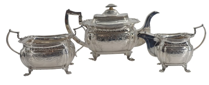 (3) Piece English Sterling Silver Tea Set - 40.37 ozt.