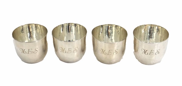 (4) Matching Cartier Sterling Silver Monogrammed Cups - 21.275 ozt.