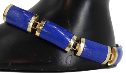 Asian 14k Gold and Lapis Bracelet