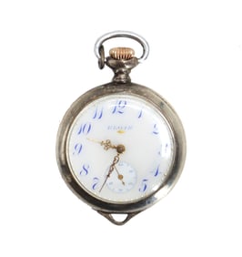 Antique Elgin Sterling Silver Monogrammed Pocket Watch