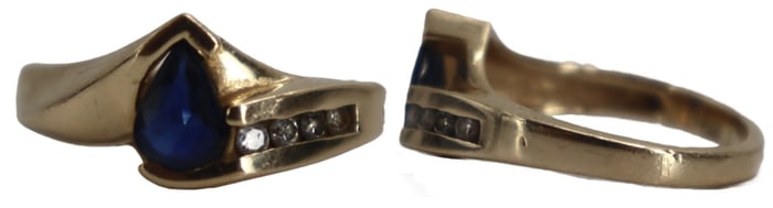 One 14k Gold, Sapphire, and Diamond Ring - Gross 3.9 g.