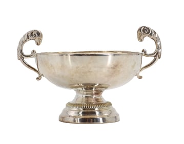 French Sterling Silver Loving Cup with Ram Handles - 3.455 ozt.