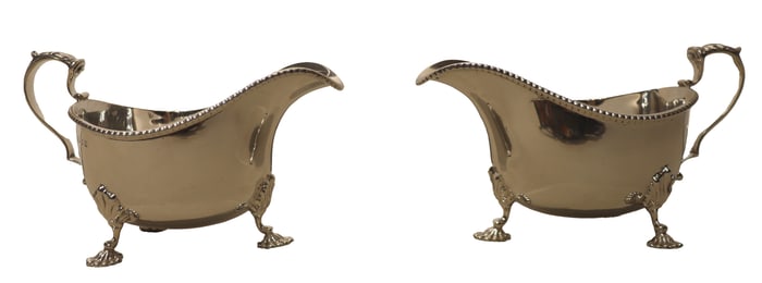 (2) English Crichton & Co Sterling Silver Sauce Boats - 12.17 ozt.