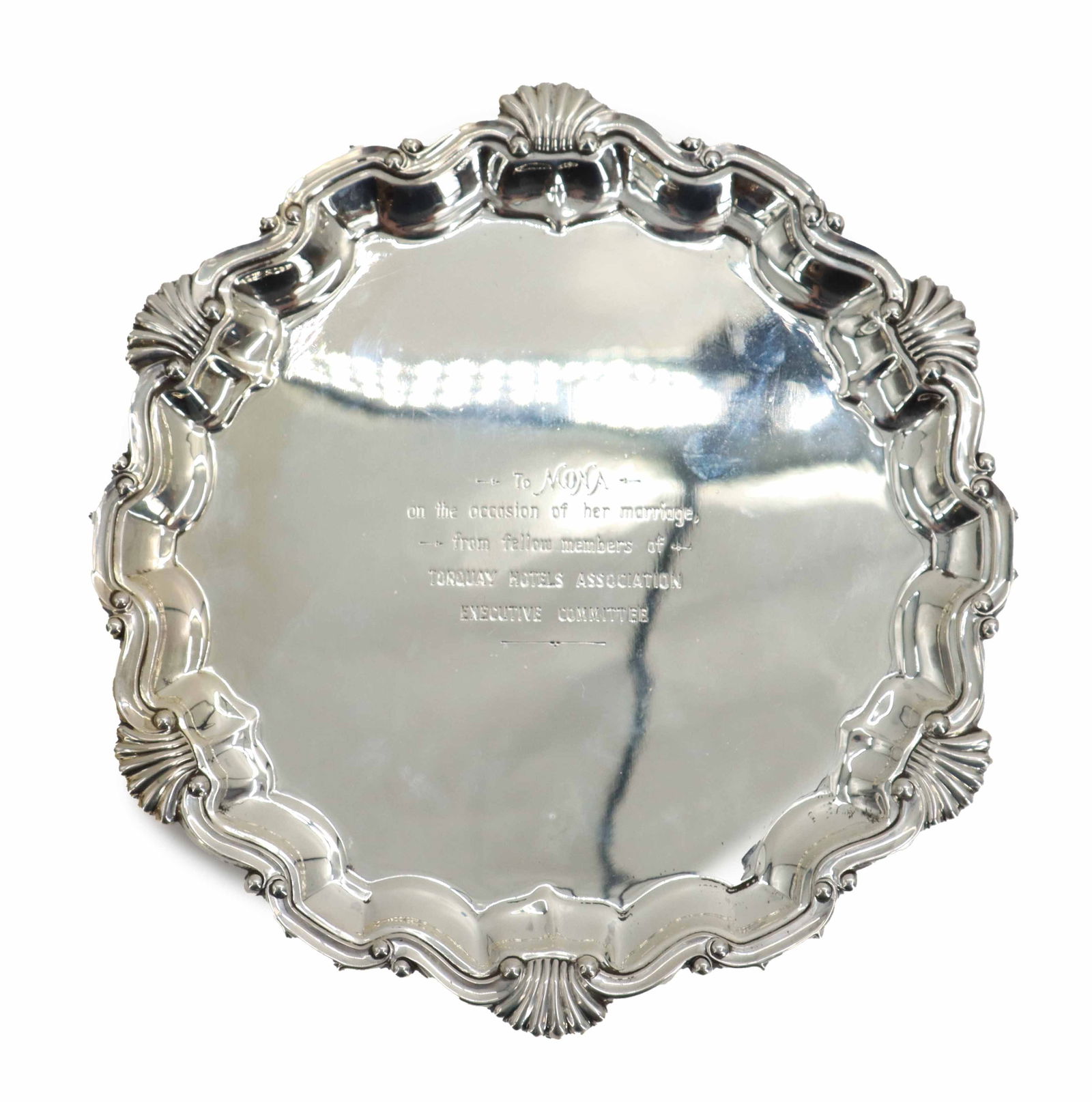 English Sterling Silver Footed Salver - 11.695 ozt. (1 of 13)