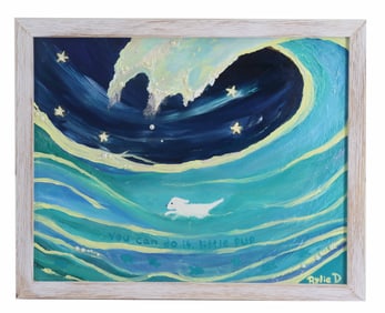 Rylie Dexter (Born 1994) American, Acrylic on Canvasboard for Nate's Rescue Fundraising