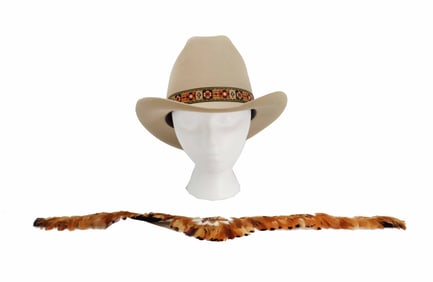Stetson Felt Cowboy Hat with Embroidered and Feather Hatbands in Original Box