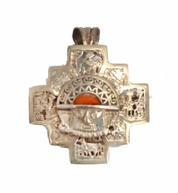 Sterling Silver and Coral Pendant/Brooch - Gross 0.530 ozt.