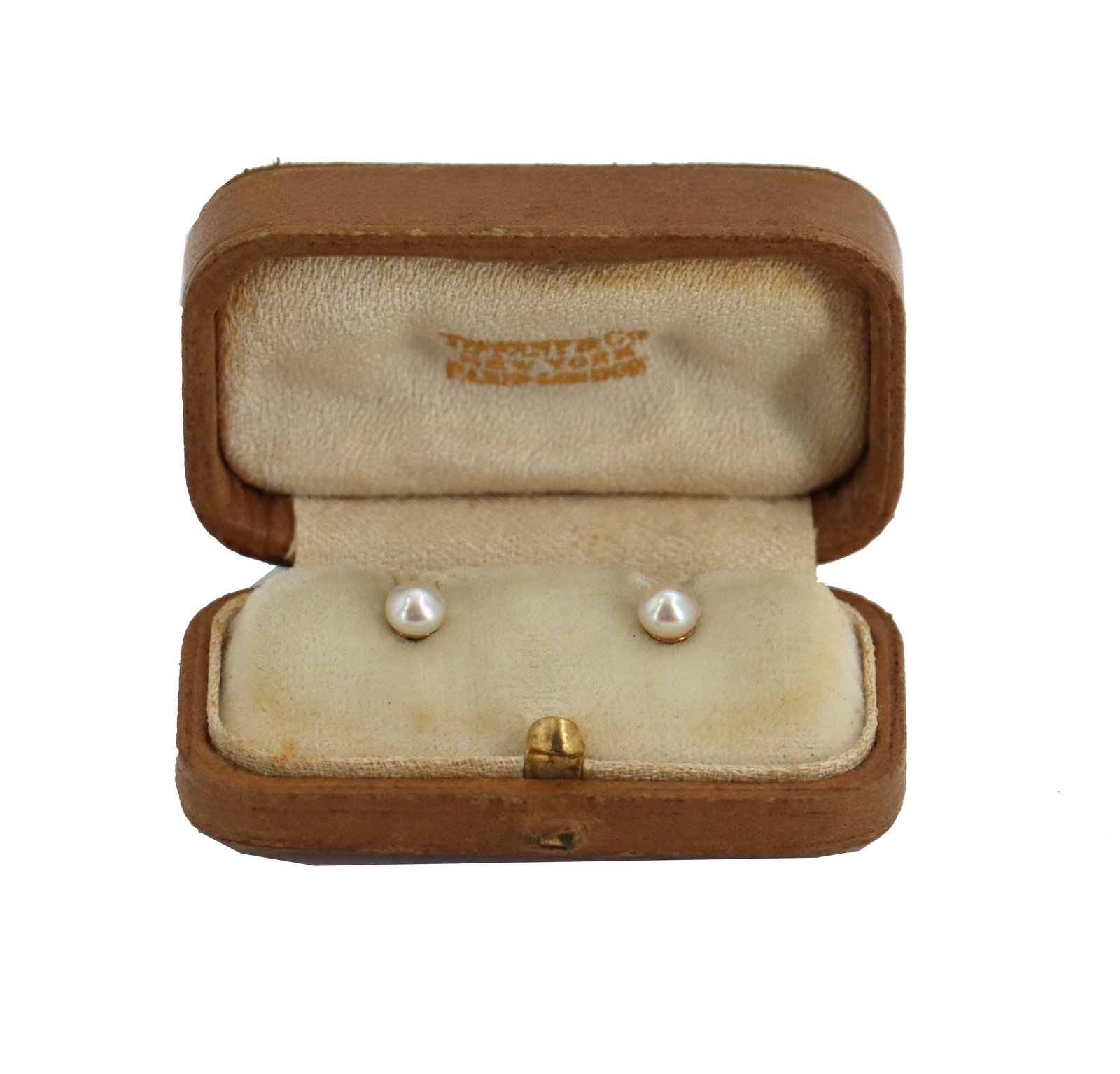 Tested 18k Gold Tiffany & Co Pearl Tuxedo Shirt Studs in Original Box - Gross 2.2 g (1 of 8)