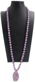 Single Strand Purple Jade Necklace with Pendant