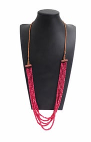 Multi-Strand Ruby Beaded Necklace
